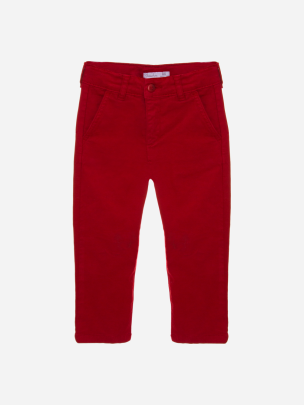 Red straight leg pants