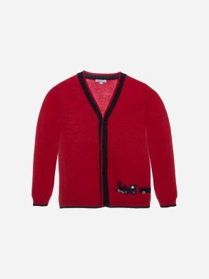 Red train knit cardy