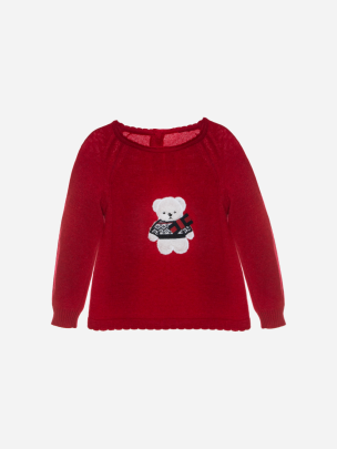 Red bear knit sweater