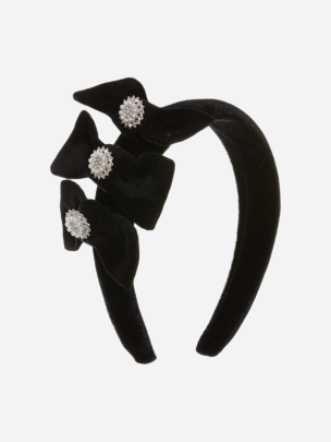 Black velvet bow headband