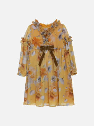 Yellow flower print dress