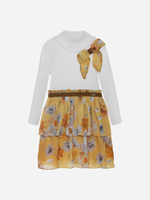White and yellow flower print dress