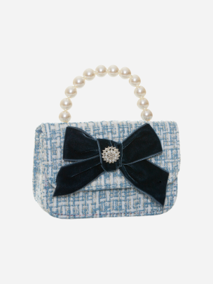 Blue tweed handbag