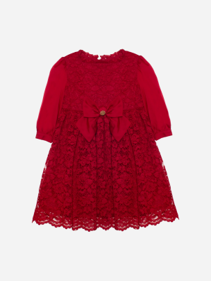 Red lace bow dress