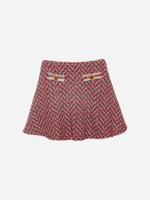 Ivory and red tweed skirt