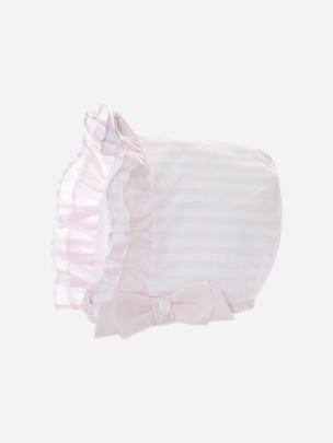 Pink stripes hat with frill