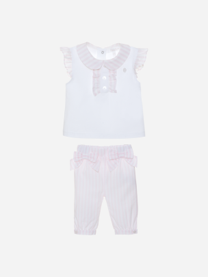 White and pink stripes set