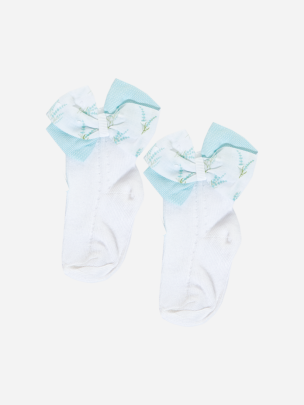 Light Blue print bow socks
