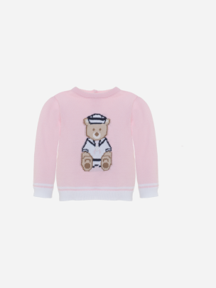 Pink sweater with marine bear