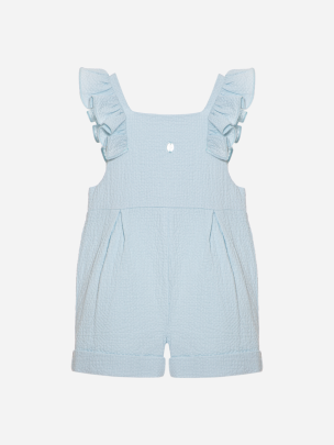 Girls green water jumpsuit with ruffles