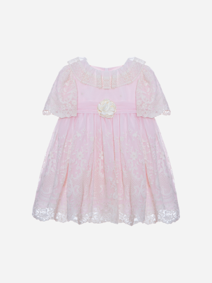Girls pink embroidered dress