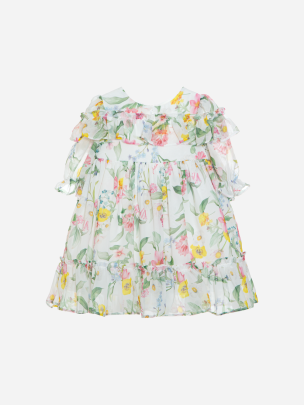 White floral print dress made in chiffon