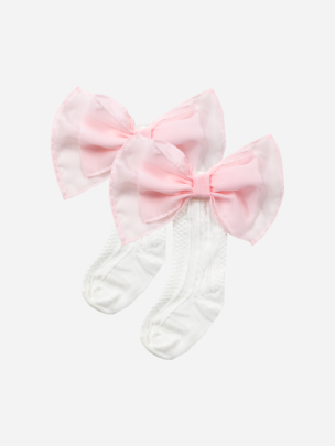 Big pale pink bow socks