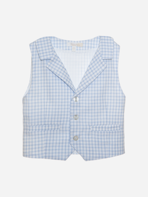 Blue checkered pattern boys vest