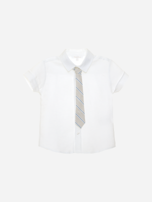 Camisa  de menino em linho com gravata