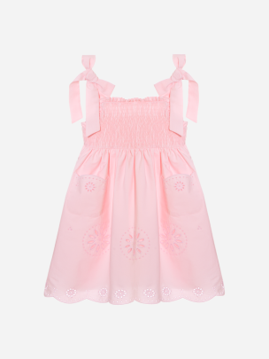 Girls pink embroidered dress