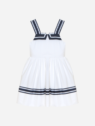Girls white and navy blue strapless dress