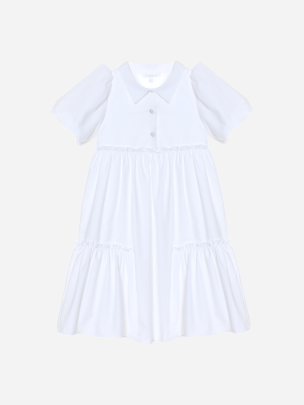 White short-sleeved poplin dress