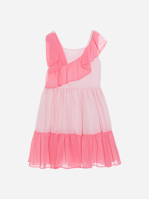 Vestido coral e rosa de menina