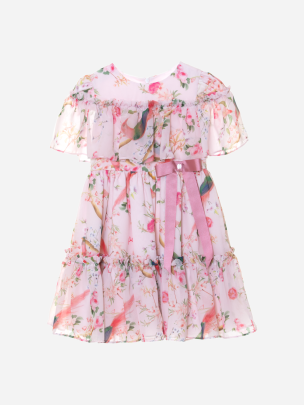 Girls pink dress with floral print