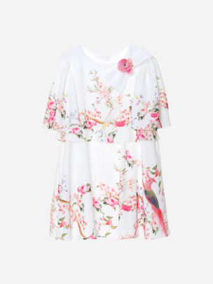 Girls white dress with flower print