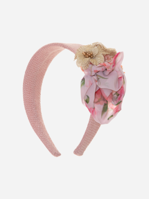 Pink straw headband with flowers