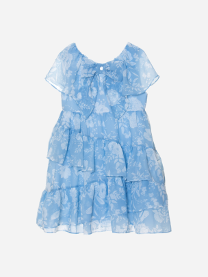 Girls blue dress with floral print