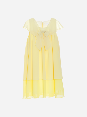 Yellow chiffon dress decorated with bow