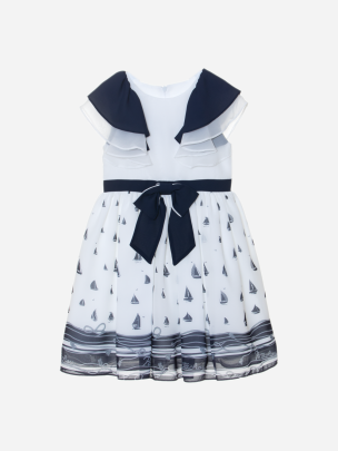  Navy blue and white dress with nautical print
