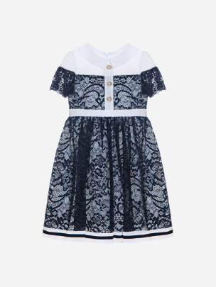 Girls navy blue lace and chiffon dress