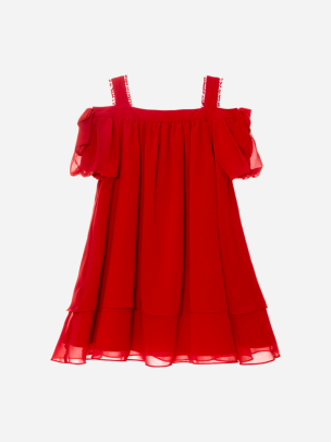 Vestido de menina de chiffon vermelho