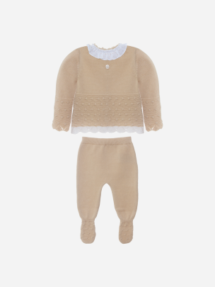 Baby girl beige knit set