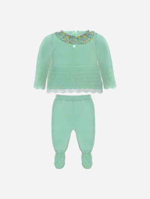 Baby girl water green knit set