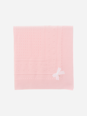  Pink knitted baby girl blanket