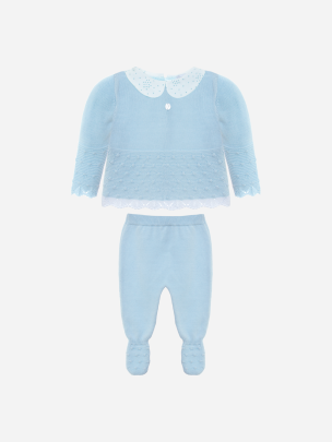 Baby boy blue knit babygrow