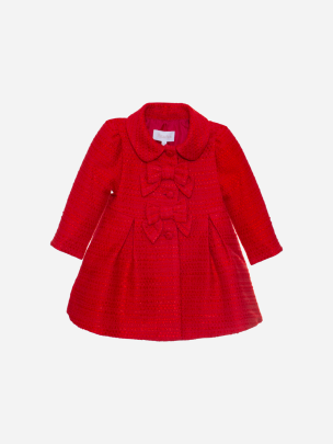 patachou red tweed dress Patachou Girls Red Tweed Velvet Bow Dress