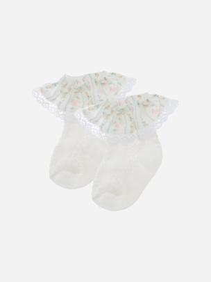 White socks with multicolor frill