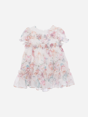 Floral print chiffon multicolor dress